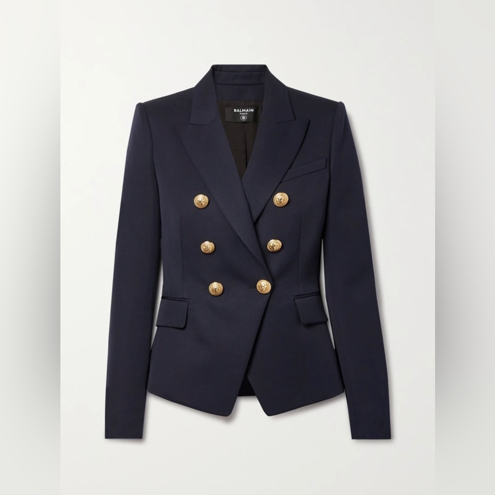 BALMAIN Double Breasted wool twill blazer NAZY SIZE 42
